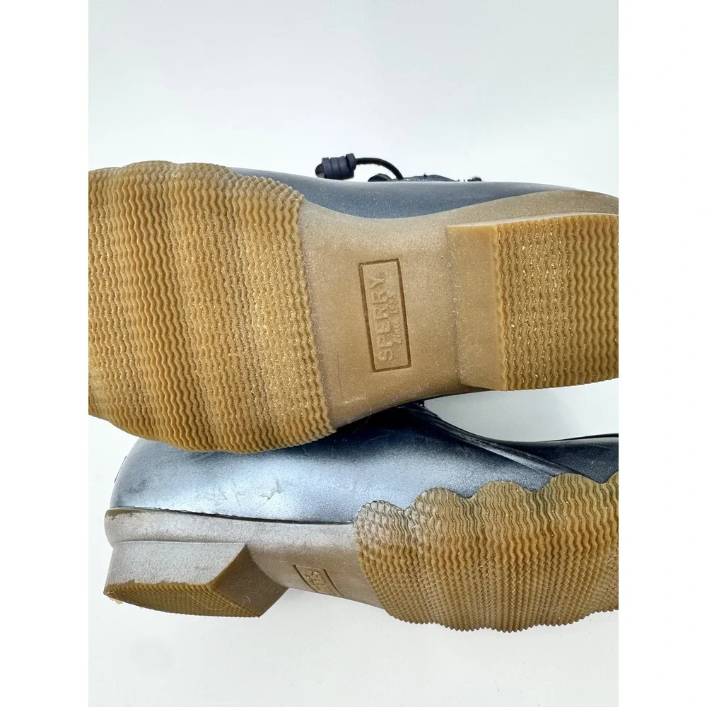 Sperry Duck Boots Kids Size 13M Metallic Blue Saltwater Shimmer